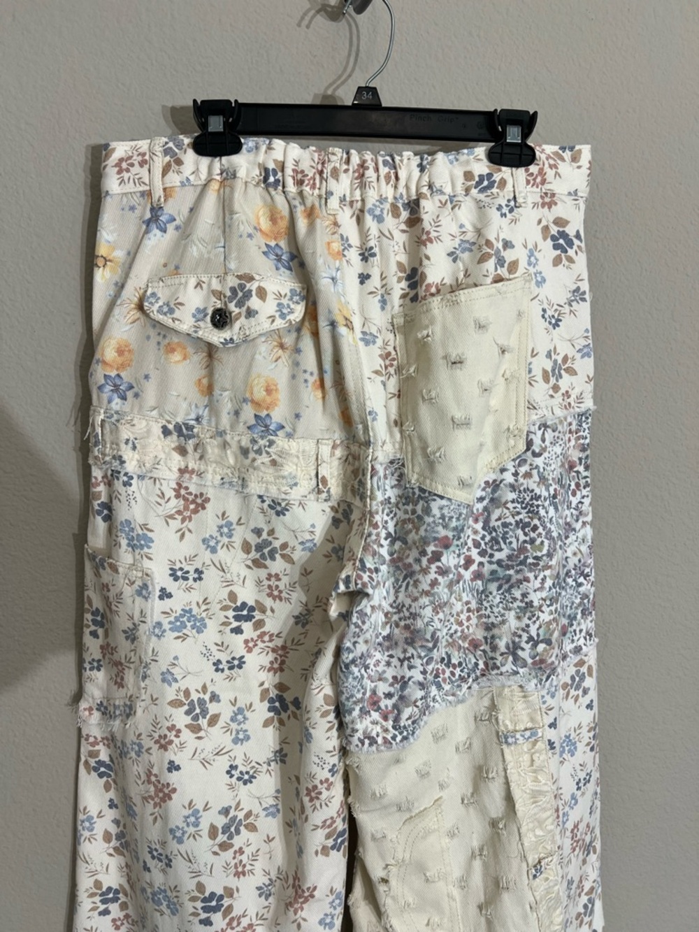 ♦️6 hr sale♦️Pol Margo floral patchwork relaxed fit wide leg jeans boho hippie L - Picture 11 of 14